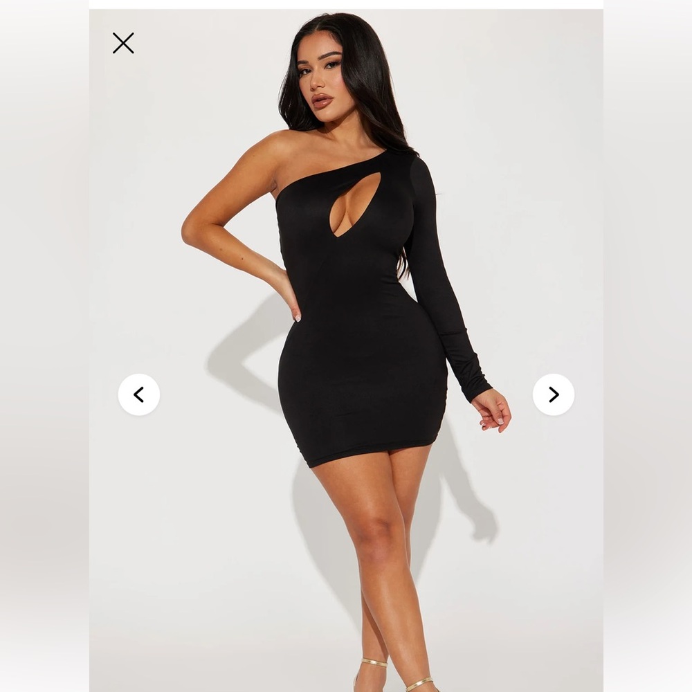 Fashion Nova Vibes On Vibes One Shoulder Dress - Black size S